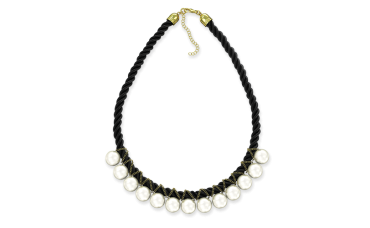 Ожерелье из белого жемчуга на чёрной нити 45 см